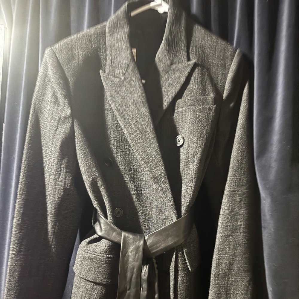 rag & bone Black Double-Breasted Belted Blazer